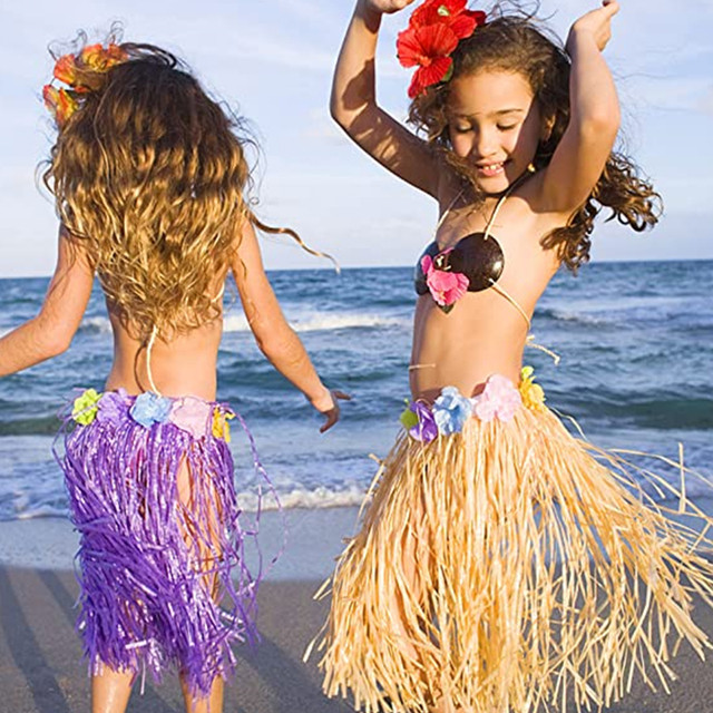 Hawaiian Grass Skirts Set Plastic Fibers Girls Woman Hawaiian Hula Skirt  Beach Party Supplies Bracelets Headband Necklace - AliExpress